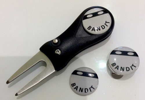 Golf Pitchfork Magnetic Hat Clip with 3 Bandit Ball Markers – golf ball marker from Premium Golf Gifts