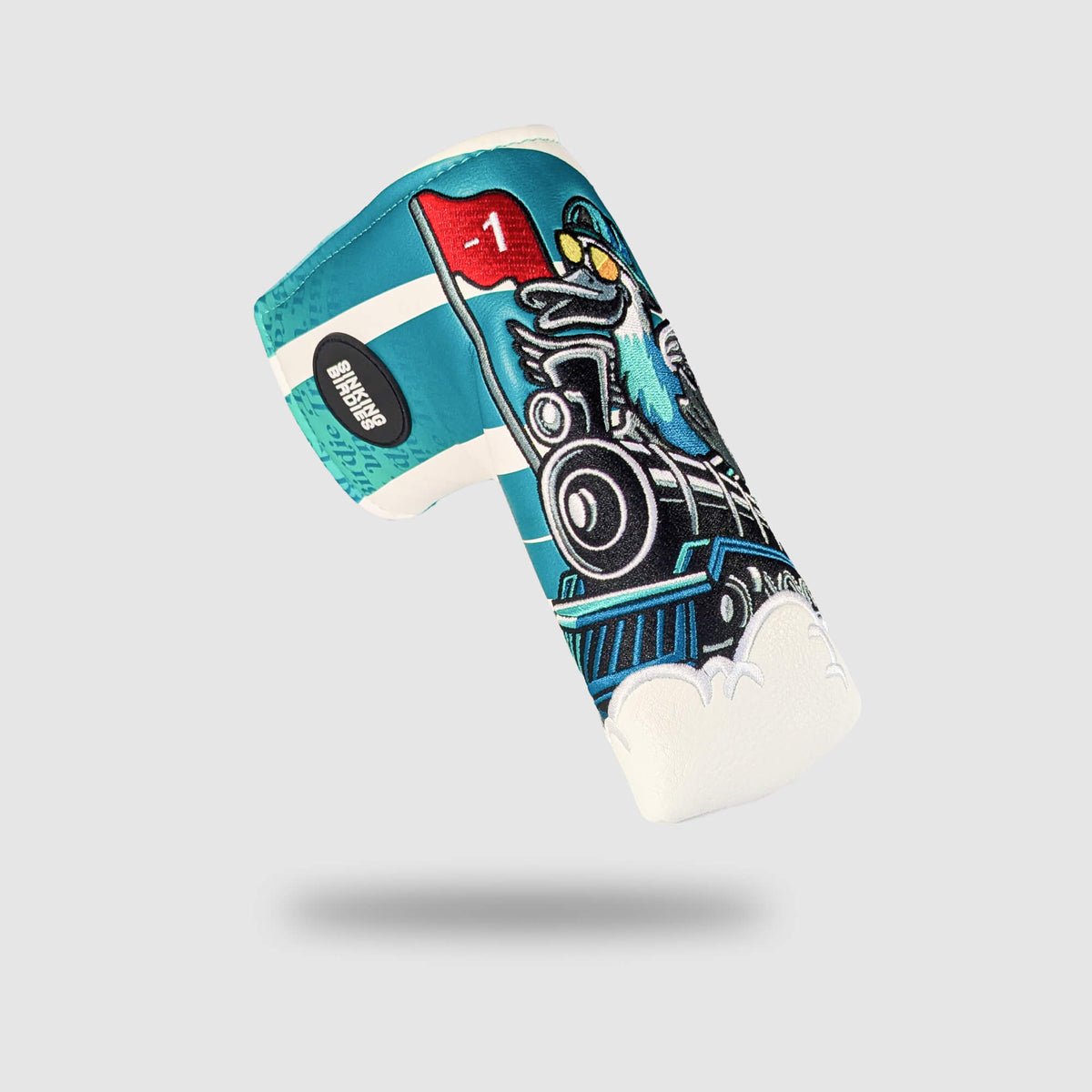 Birdie Train 2.0 Blade Putter Headcover – embroidered golf club headcover from Premium Golf Gifts