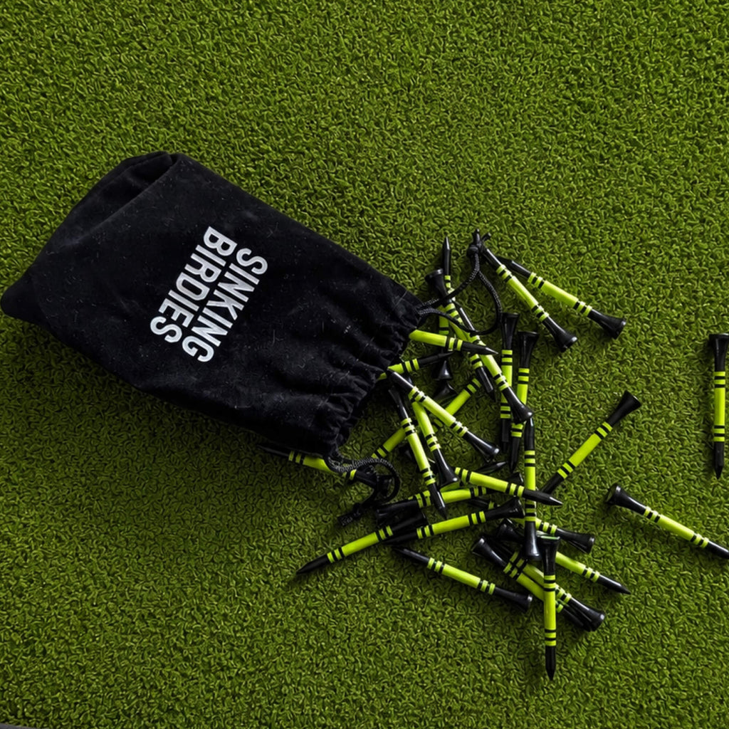 40 Bamboo Golf Tees - Black & Yellow