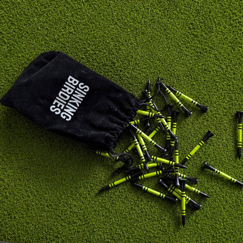 40 Bamboo Golf Tees - Black & Yellow