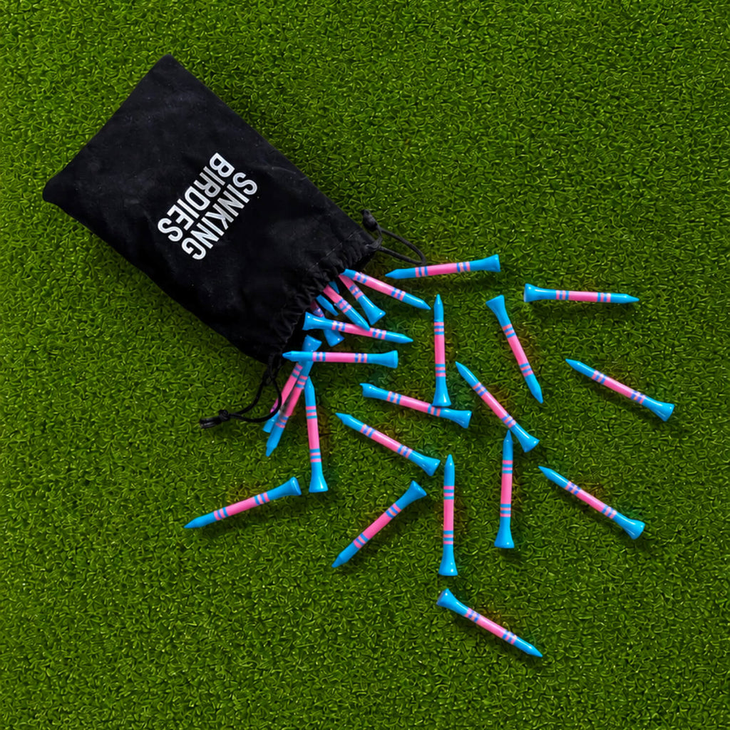 40 Bamboo Golf Tees - Blue & Pink