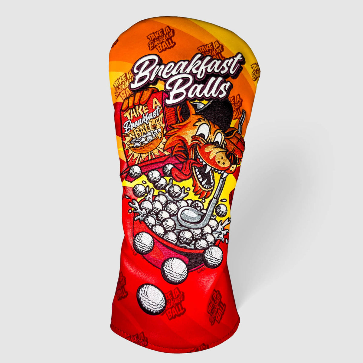 Breakfast Balls Driver Headcover – embroidered golf club headcover from Premium Golf Gifts