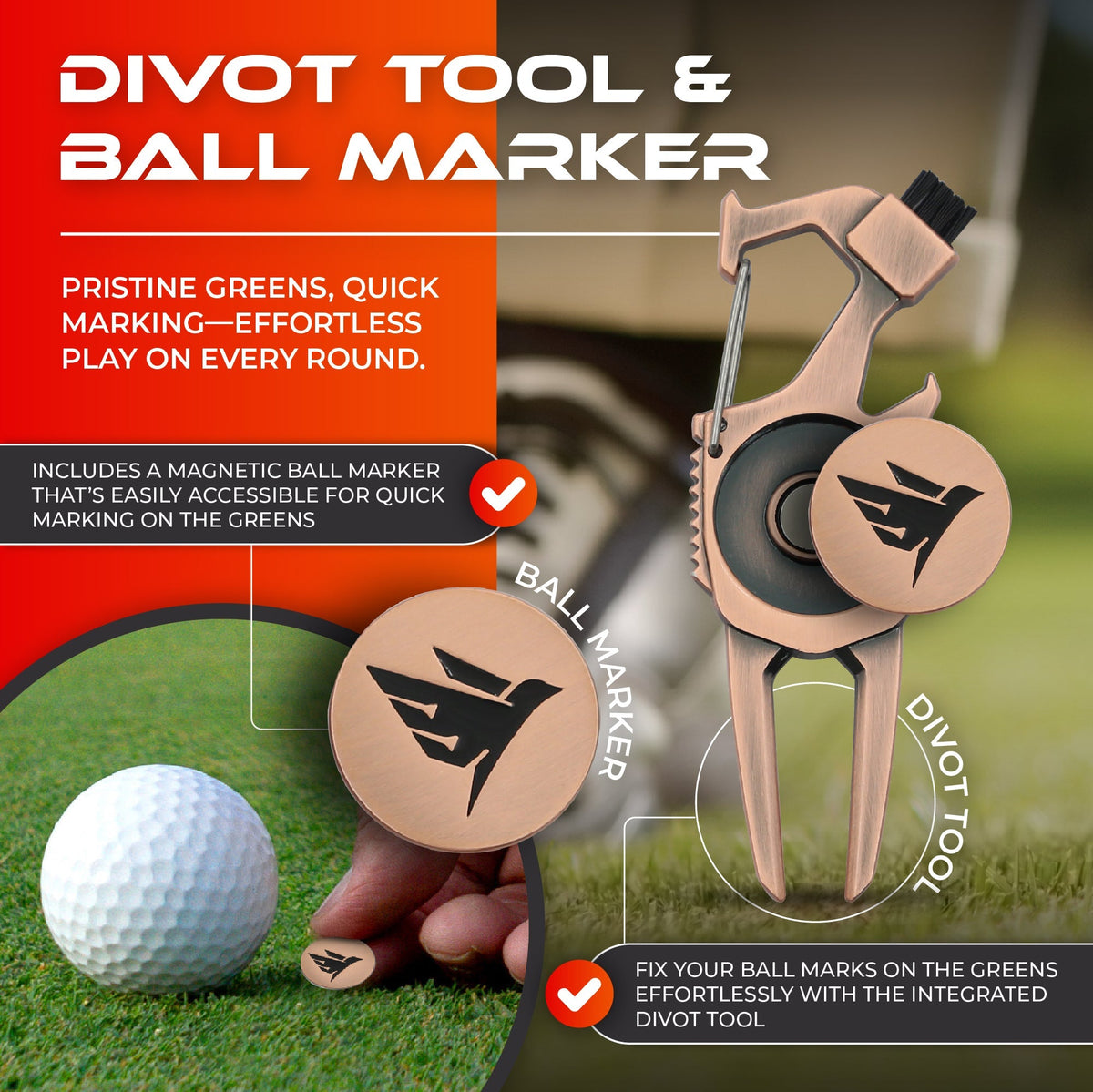SWIFTEE 7-in-1 Golf Divot Tool – Matte Black, Gift Box Included