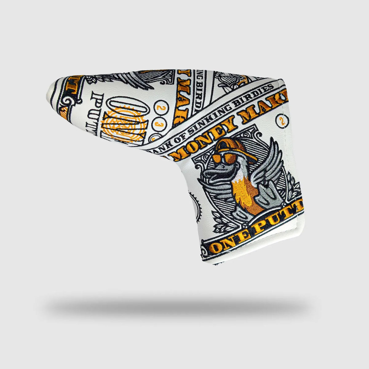 Money Maker Blade Putter Headcover – embroidered golf club headcover from Premium Golf Gifts
