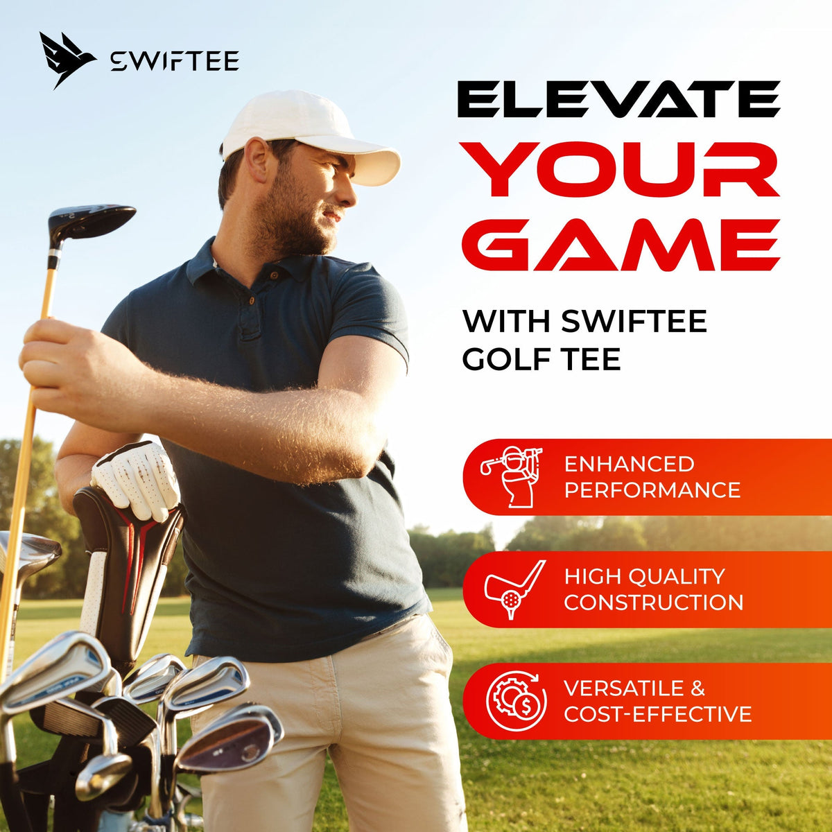 SWIFTEE 10 Pack of Orange Premium 10 Degree 83mm Golf Tees