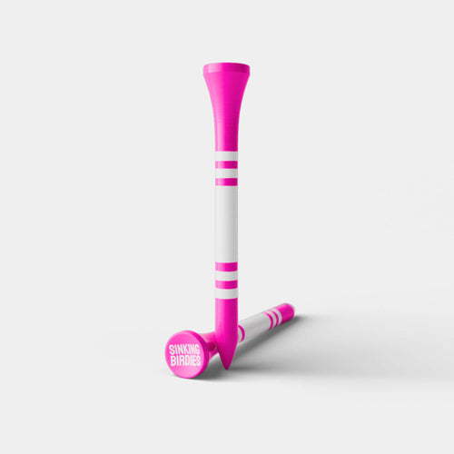 40 Bamboo Golf Tees - Neon Pink/White – golf tee from Premium Golf Gifts