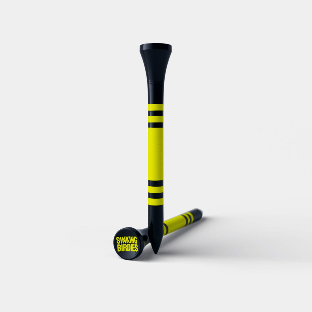 40 Bamboo Golf Tees - Black & Yellow